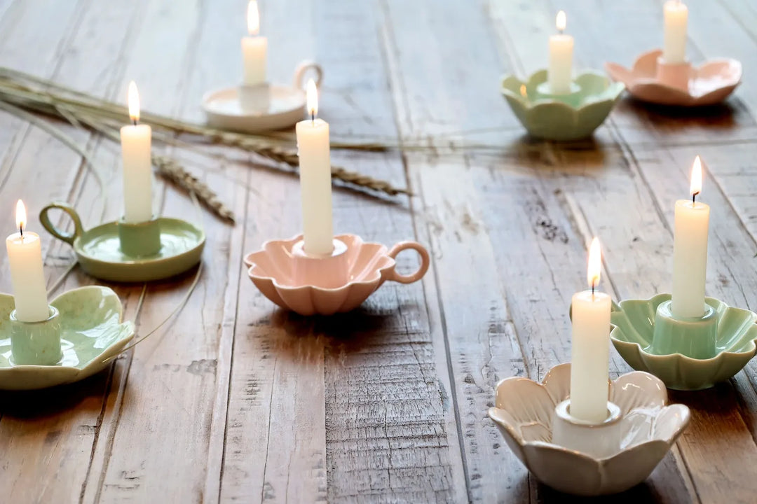 Chic Antique - Kerzenhalter Steingut staubig rosa H3,5 cm