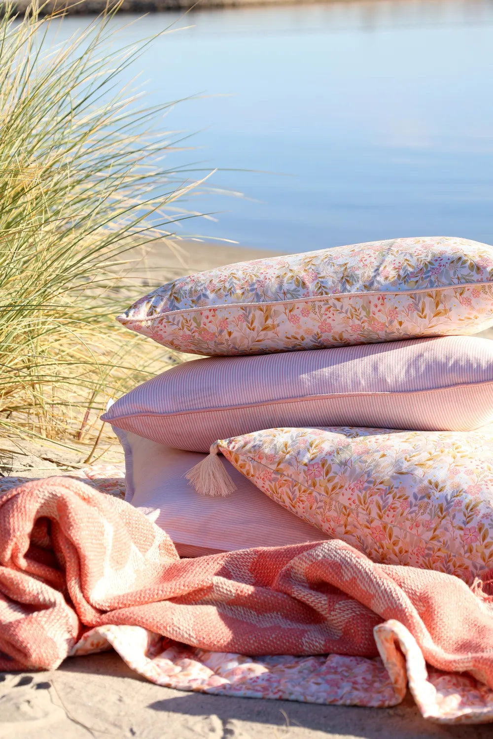 Chic Antique - Kissenhülle Baumwolle rosa und weiss