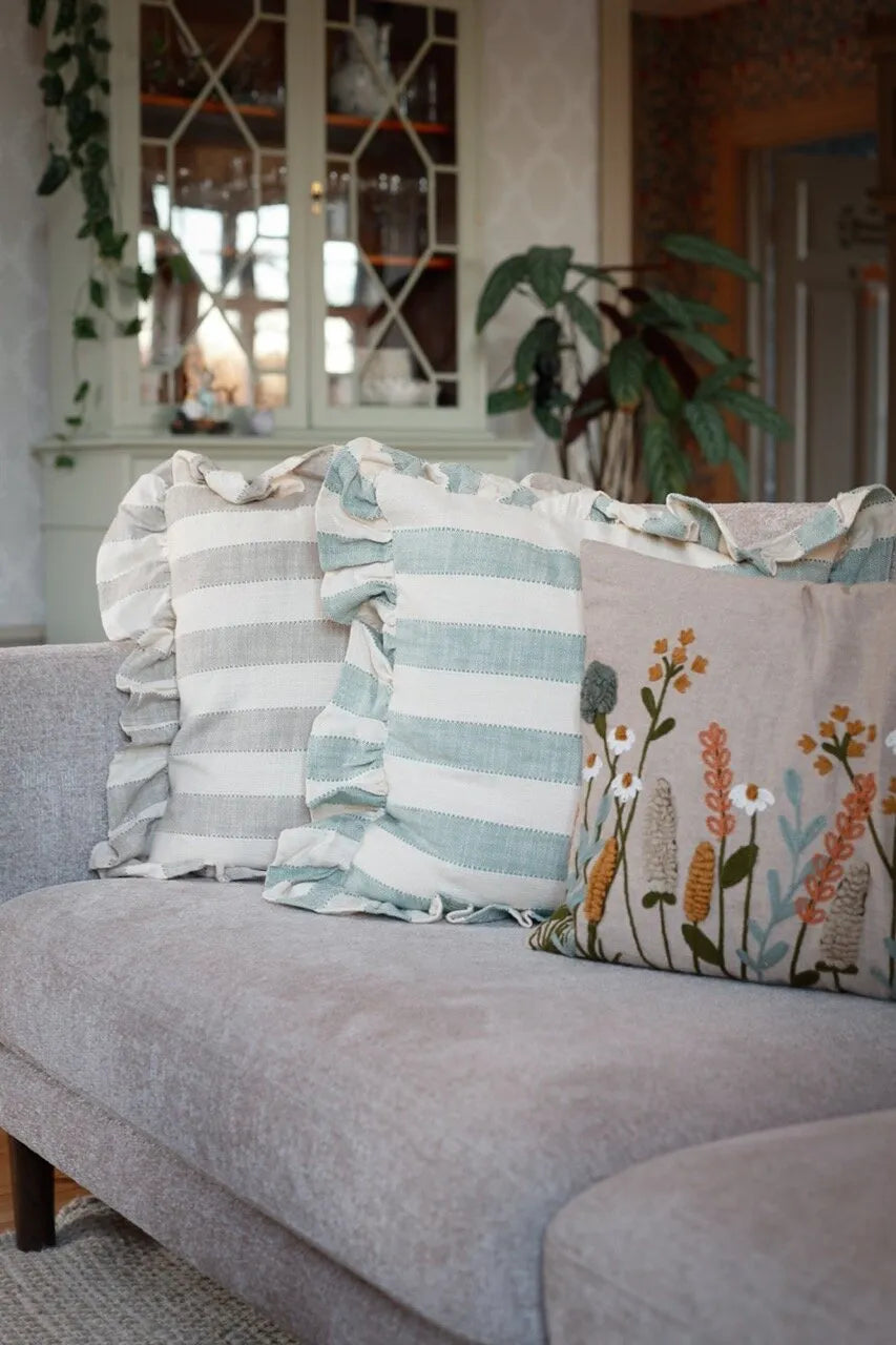 Strömshaga - Kissenhülle Ida Streifen Beige Weiss