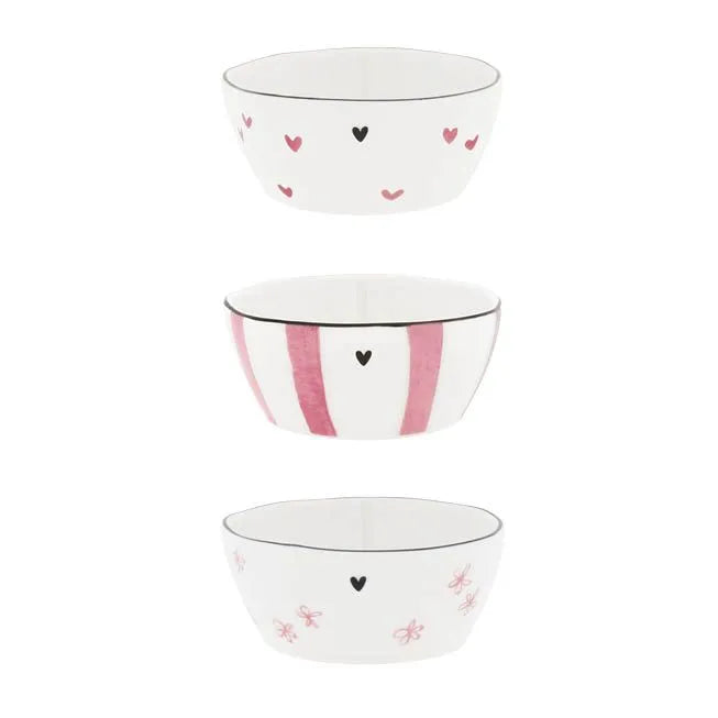 Bastion Collections - Kleine Keramikschale mit Herz-, Streifen- oder Blumendekor