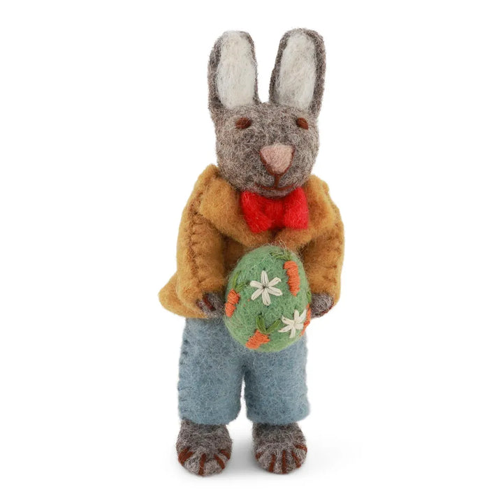 Gry &amp; Sif - Kleiner grauer Hase Filz mit Jacke &amp; Ei