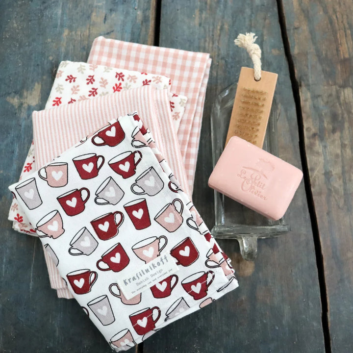 Krasilnikoff - Geschirrtuch Mugs Red