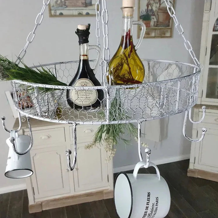 Ambiente Haus - Landhaus Küchen-Hängeregal Vintage Weiß Topfhänger