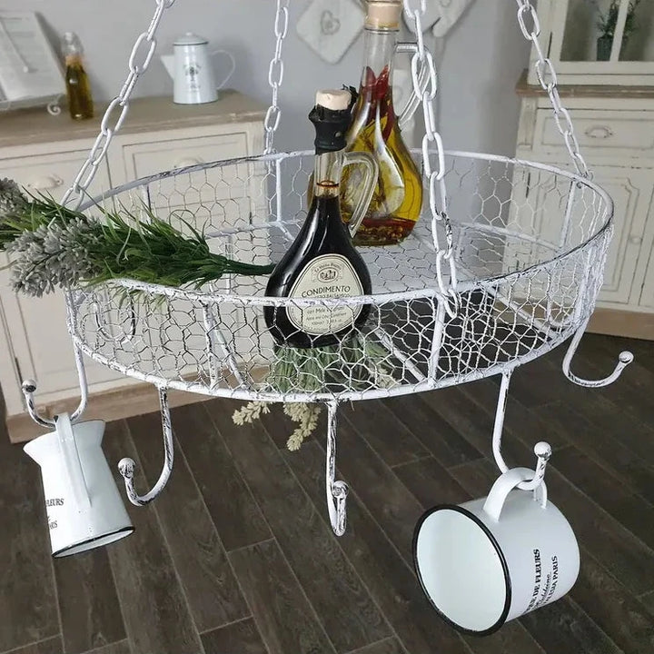 Ambiente Haus - Landhaus Küchen-Hängeregal Vintage Weiß Topfhänger