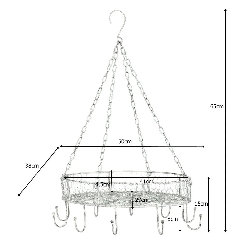 Ambiente Haus - Landhaus Küchen-Hängeregal Vintage Weiß Topfhänger