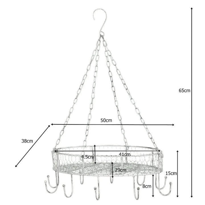 Ambiente Haus - Landhaus Küchen-Hängeregal Vintage Weiß Topfhänger