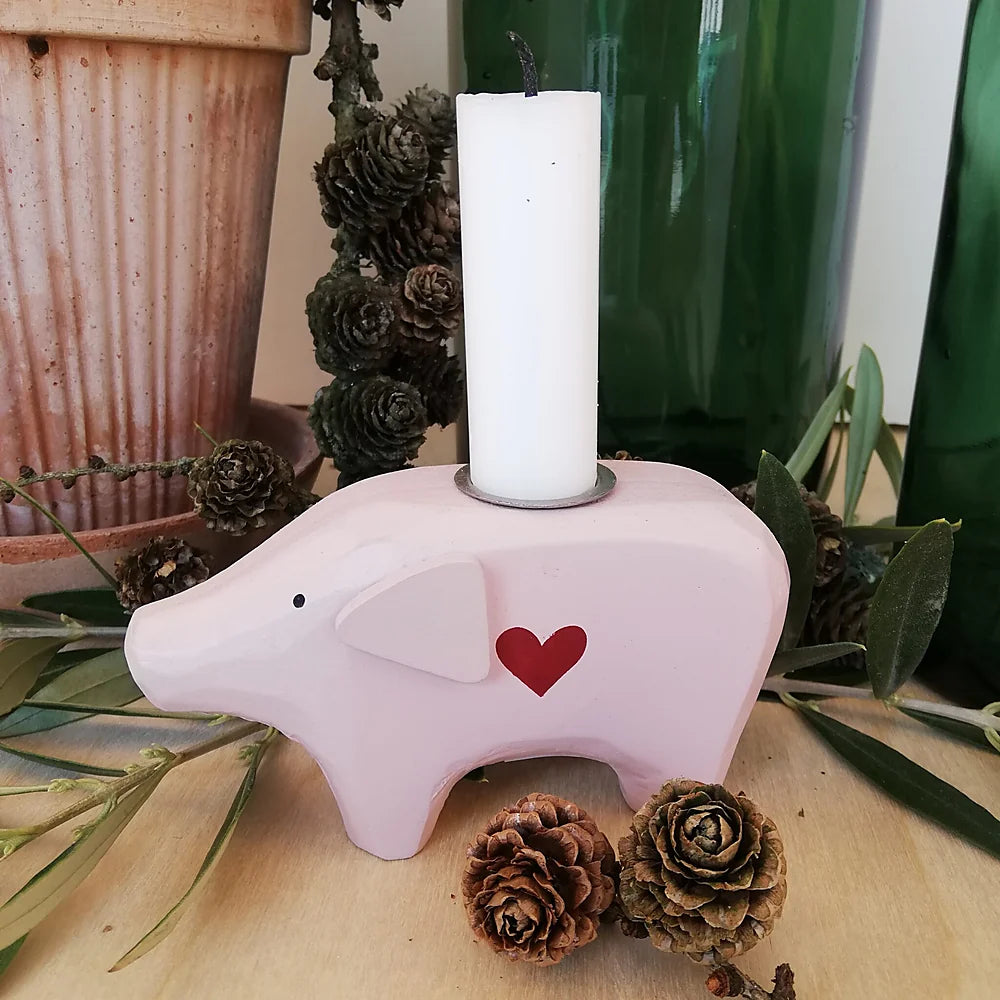 Madleys - Schwein-Kerzenhalter Holz