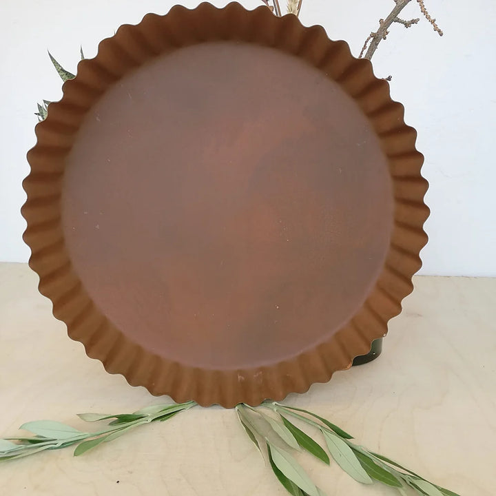 Madleys - Tablett gerillt für Deko 25 cm – Rostoptik