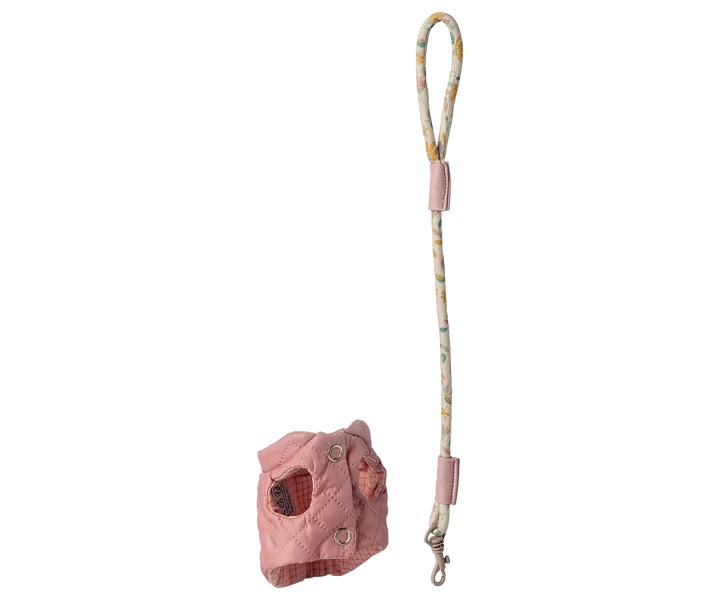 Maileg - Haustierzubehör Geschirr und Leine Rose