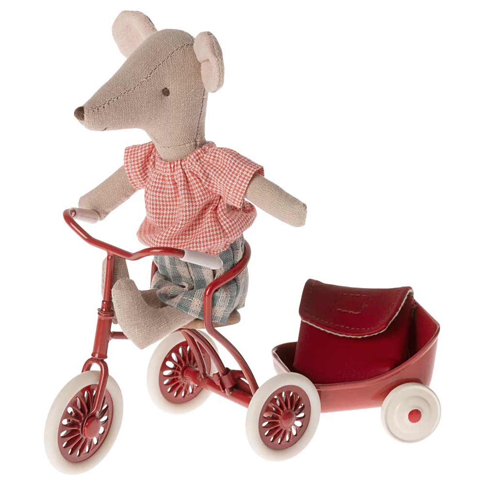 Maileg - Maus Big Sister Dreiradmaus mit Tasche rot