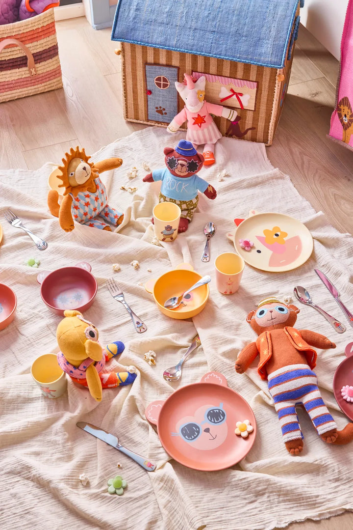 Rice - Melamin Kinderteller in matter Optik mit Affen-Print