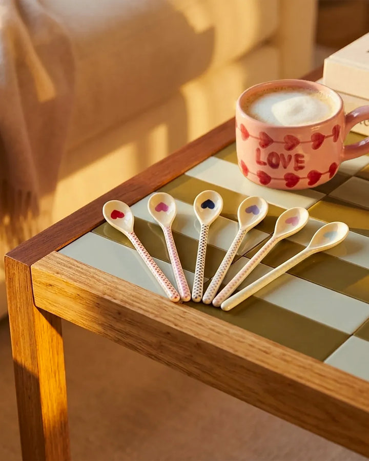 Rice - Melamin-Latte-Löffel mit 6 verschiedenen Herz-Prints