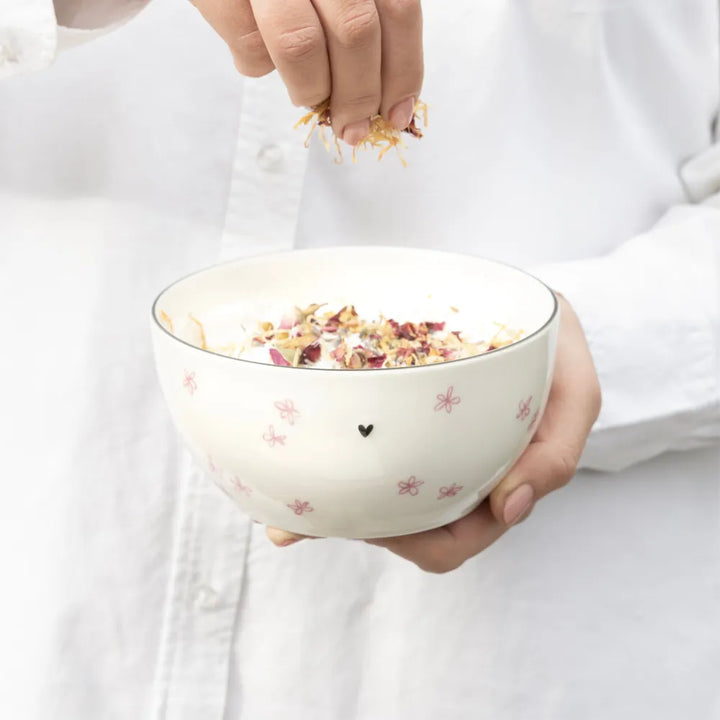 Bastion Collections - Schüssel mit rosa Blumen und Herz