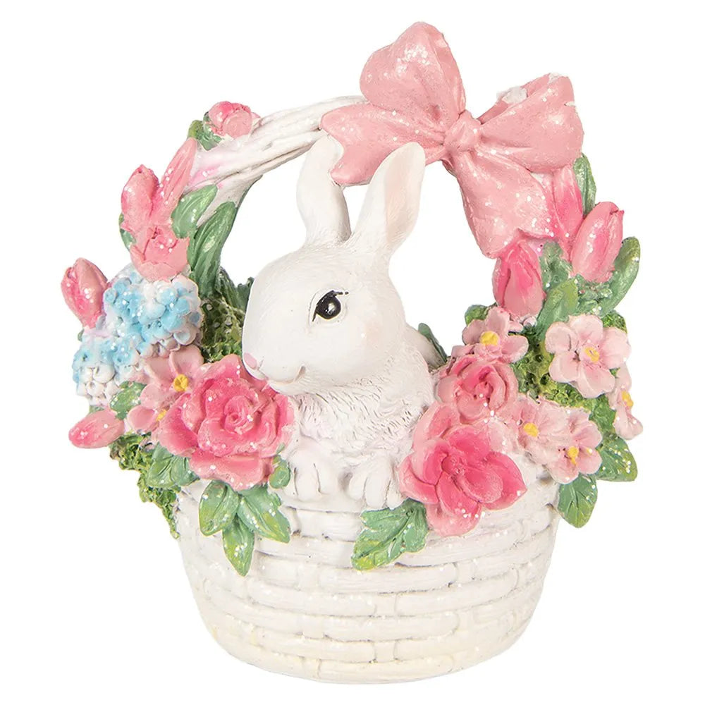 Clayre &amp; Eef - Dekorationsstatue Hase im Blumenkorb