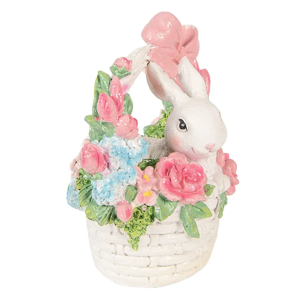 Clayre &amp; Eef - Dekorationsstatue Hase im Blumenkorb