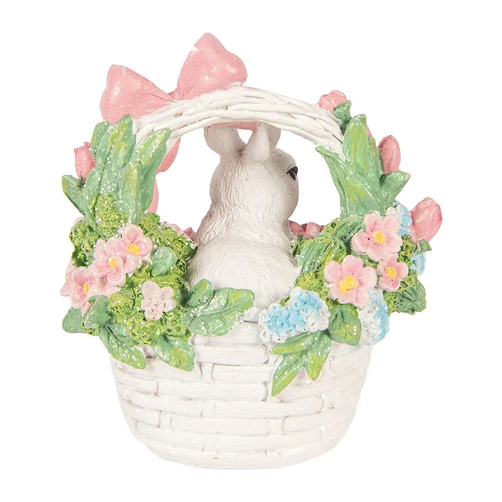 Clayre &amp; Eef - Dekorationsstatue Hase im Blumenkorb