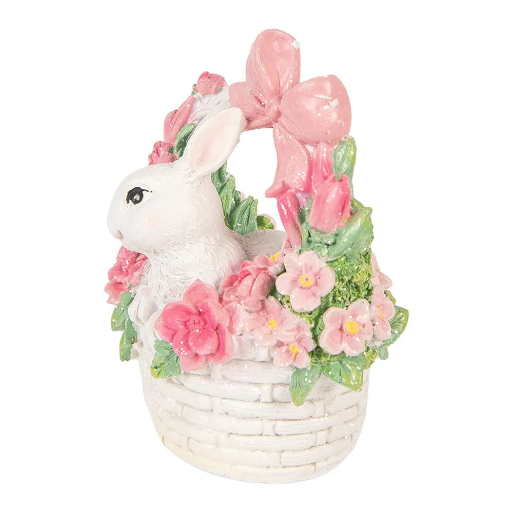 Clayre &amp; Eef - Dekorationsstatue Hase im Blumenkorb