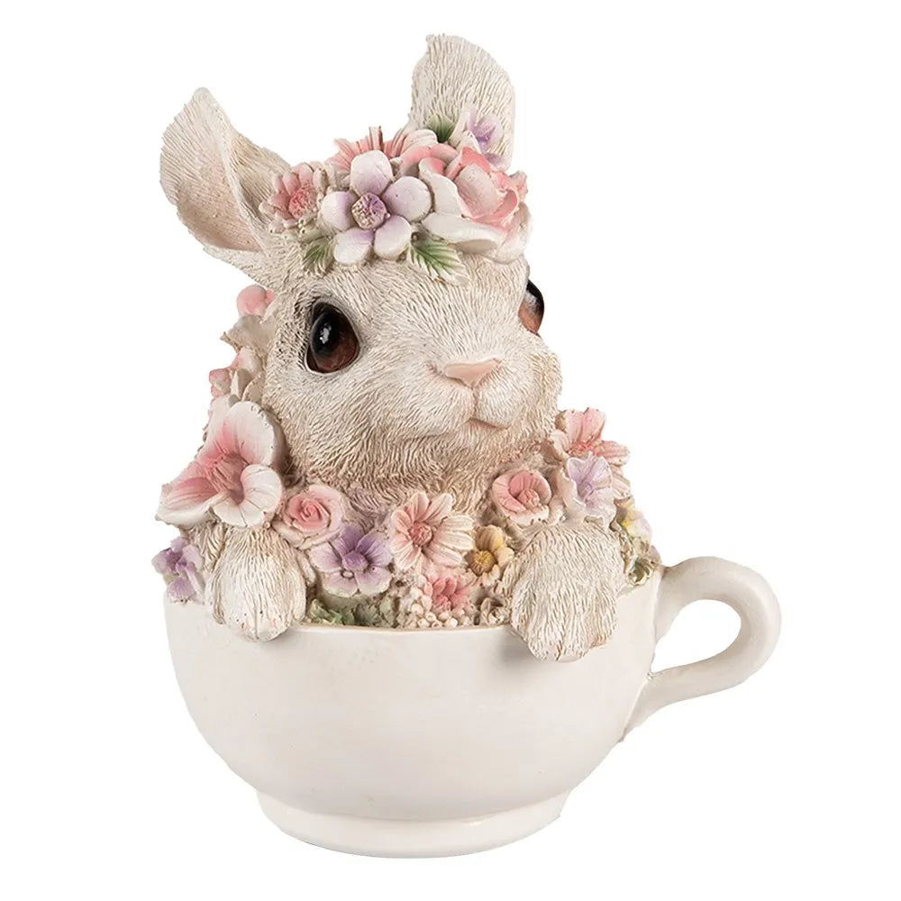 Clayre &amp; Eef - Hase in Tasse mit Blumen rosa