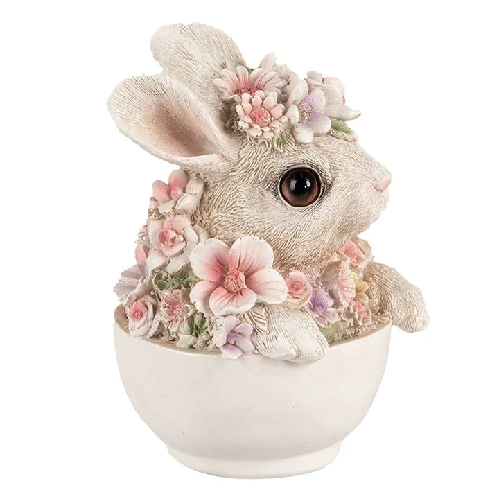 Clayre &amp; Eef - Hase in Tasse mit Blumen rosa