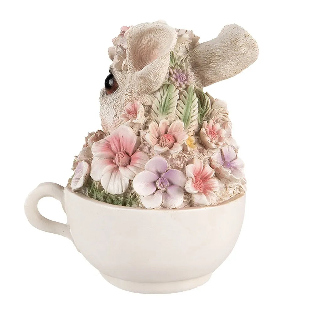 Clayre &amp; Eef - Hase in Tasse mit Blumen rosa