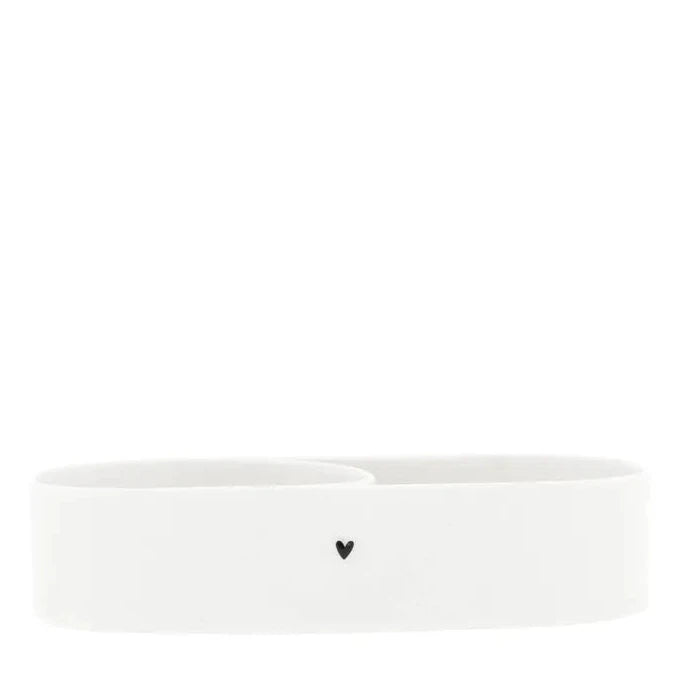 Bastion Collections - Ovale Keramikschale mit Herz Weiß