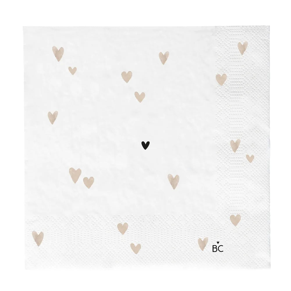 Bastion Collections - Papierservietten Herzen Beige