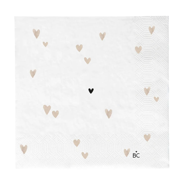 Bastion Collections - Papierservietten Herzen Beige