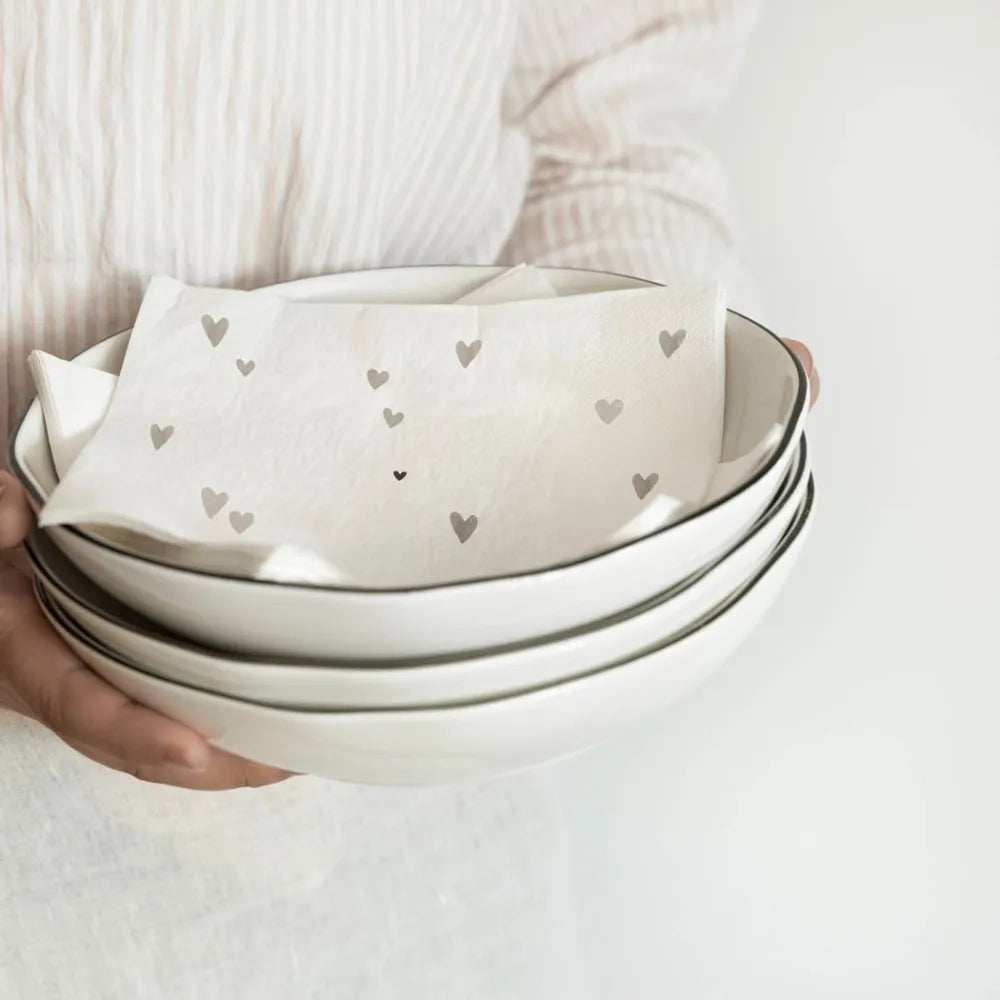 Bastion Collections - Papierservietten Herzen Beige