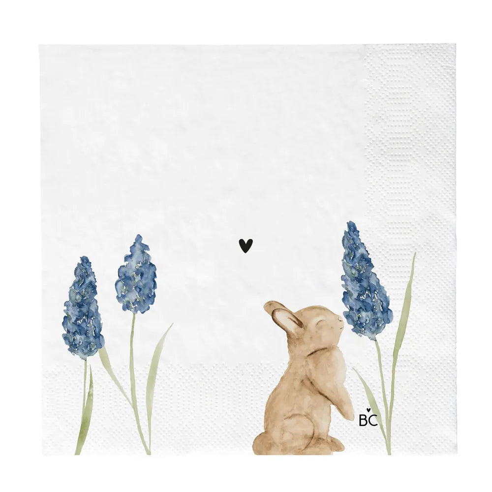 Bastion Collections - Papierservietten Hase mit blauen Hyazinthen