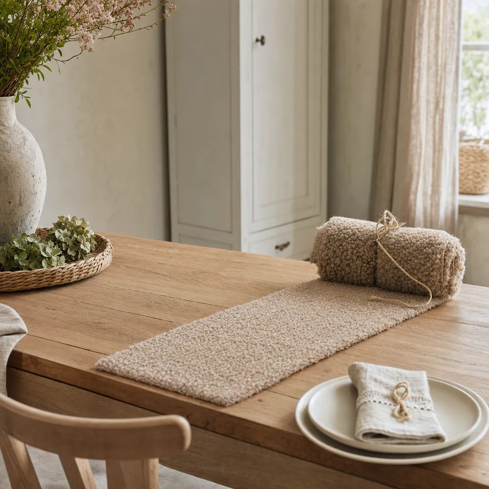 Alsaba Home - Plüsch Tischläufer in Teddy-Optik
