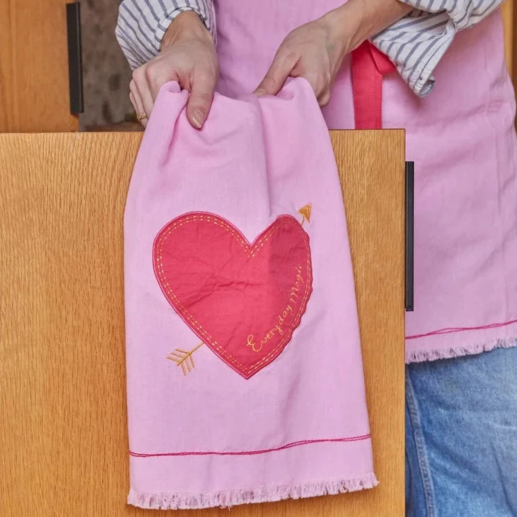 Rice - Geschirrtuch Rosa mit Herz