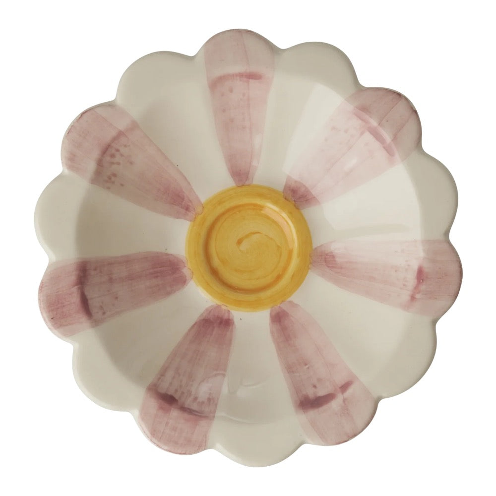 Rice - Kleines Keramik Dipschälchen Handbemalt Streifen Pink