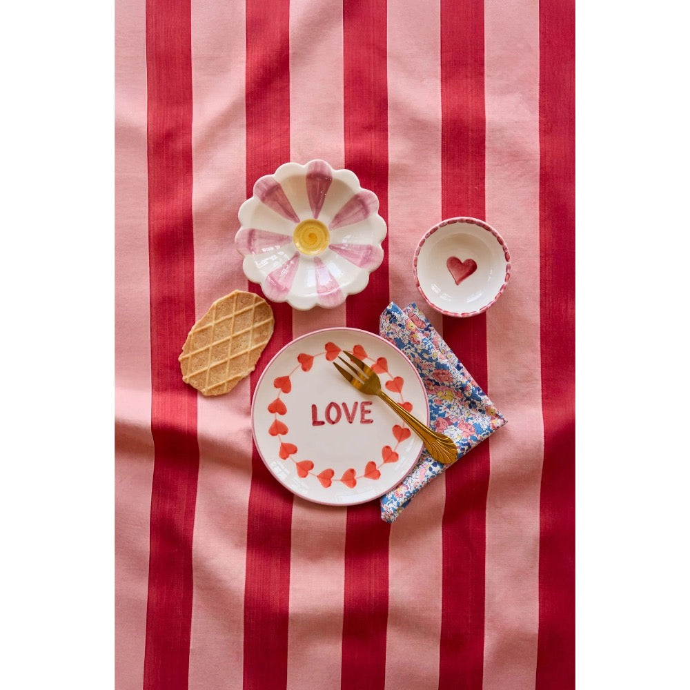 Rice - Kleines Keramik Dipschälchen Handbemalt Streifen Pink