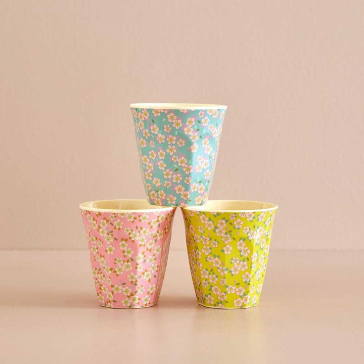 Rice - Melamin Cup Small Flowers Medium