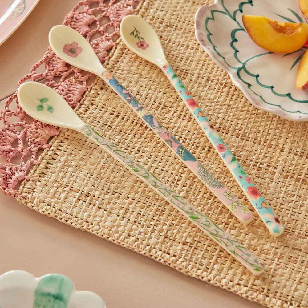 Melamin Latte Löffel 3er-Set – Flower Prints von Rice – Alsaba