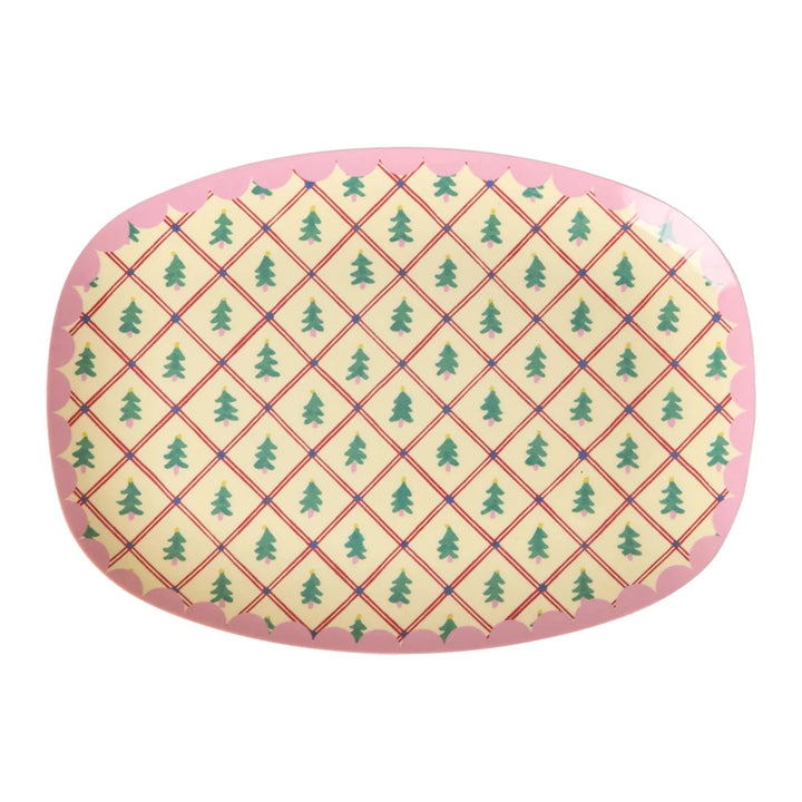 Rice - Rechteckige Beilagenteller Diamant Weihnachtsbaum Small
