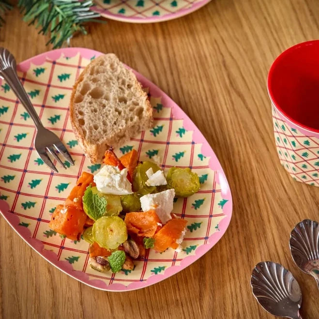 Rice - Rechteckige Beilagenteller Diamant Weihnachtsbaum Small