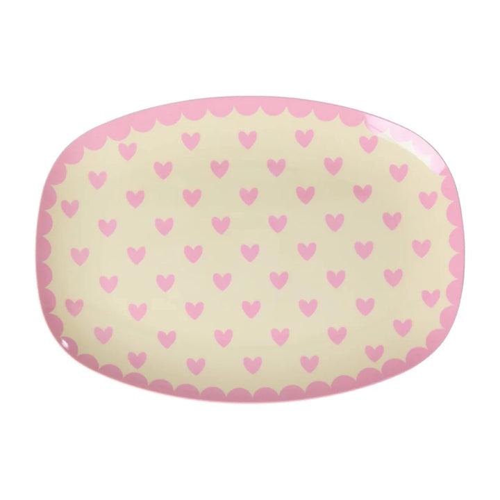 Rice - Rechteckige Beilagenteller Lieblingsherzen Rosa Small