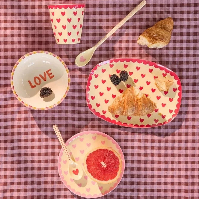 Rice - Rechteckiger Beilagenteller Lieblingsherzen Rot Small