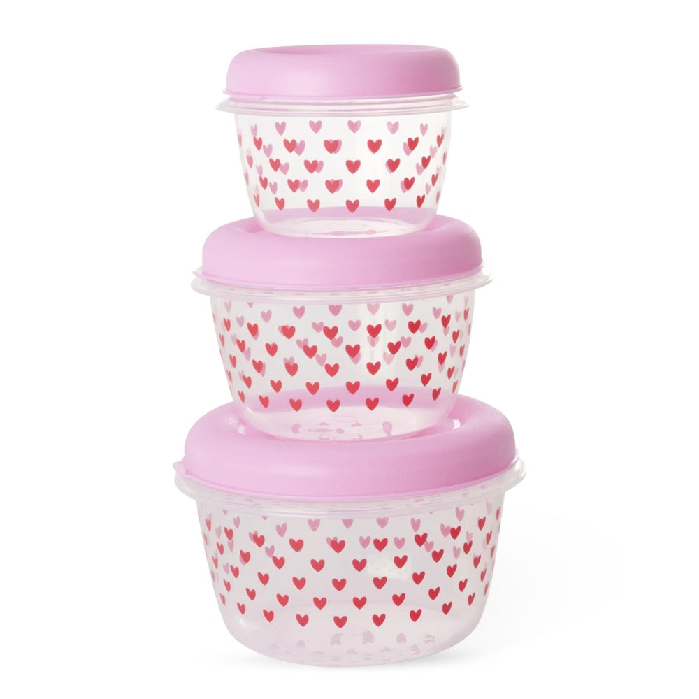 Rice - Runde Lebensmittelboxen Pink Hearts 3er Set