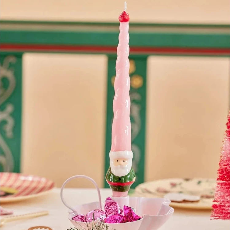 Rice - Stabkerzen Weihnachtsmann Rosa Rot 2er-Set