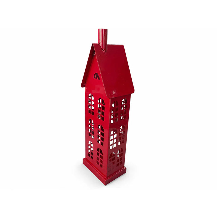 Alsaba Home - Rotes Metall-Windlicht Haus M
