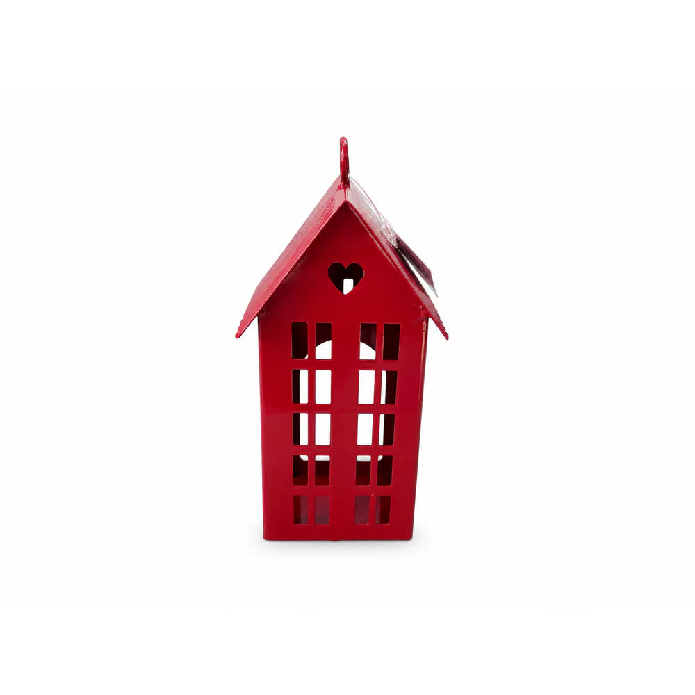 Alsaba Home - Rotes Metall-Windlicht Haus — XS | Höhe: 17 cm