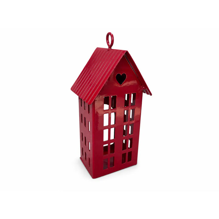 Alsaba Home - Rotes Metall-Windlicht Haus — XS | Höhe: 17 cm