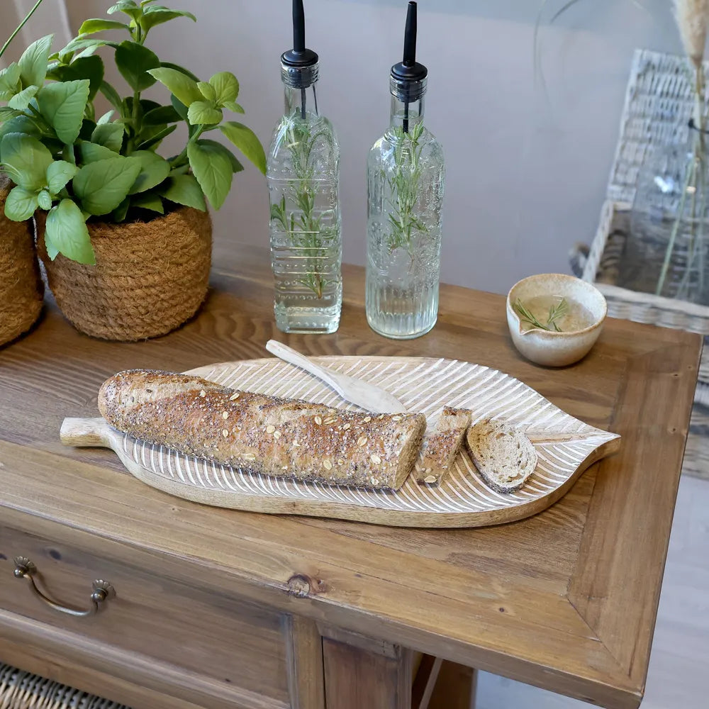 Chic Antique - Serviertablett Blatt aus Mangoholz
