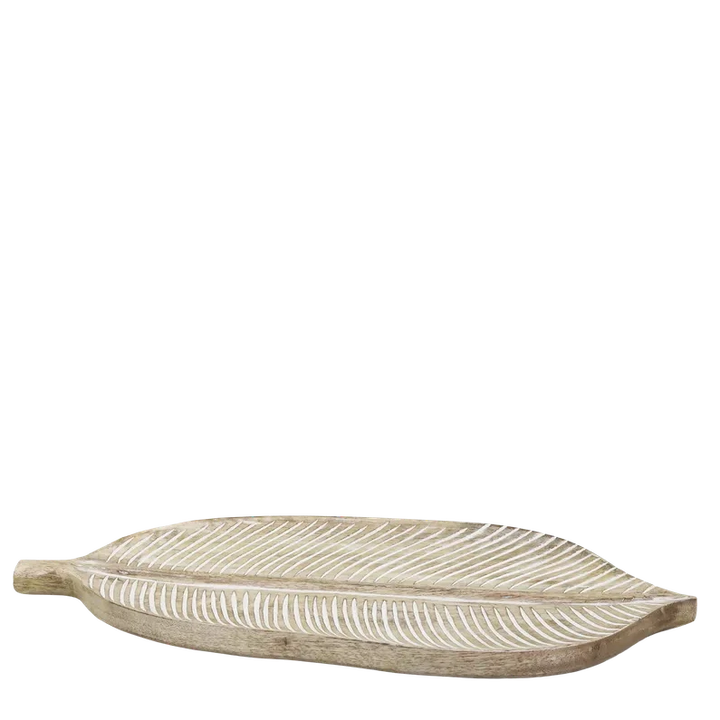 Chic Antique - Serviertablett Blatt aus Mangoholz