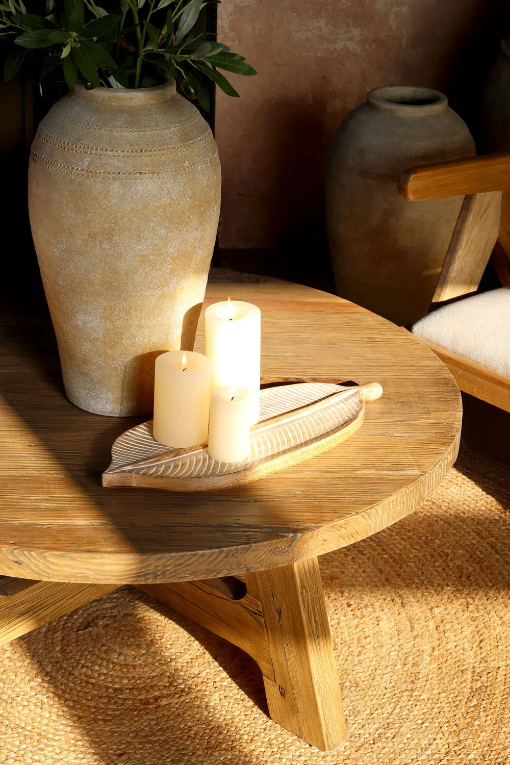 Chic Antique - Serviertablett Blatt aus Mangoholz