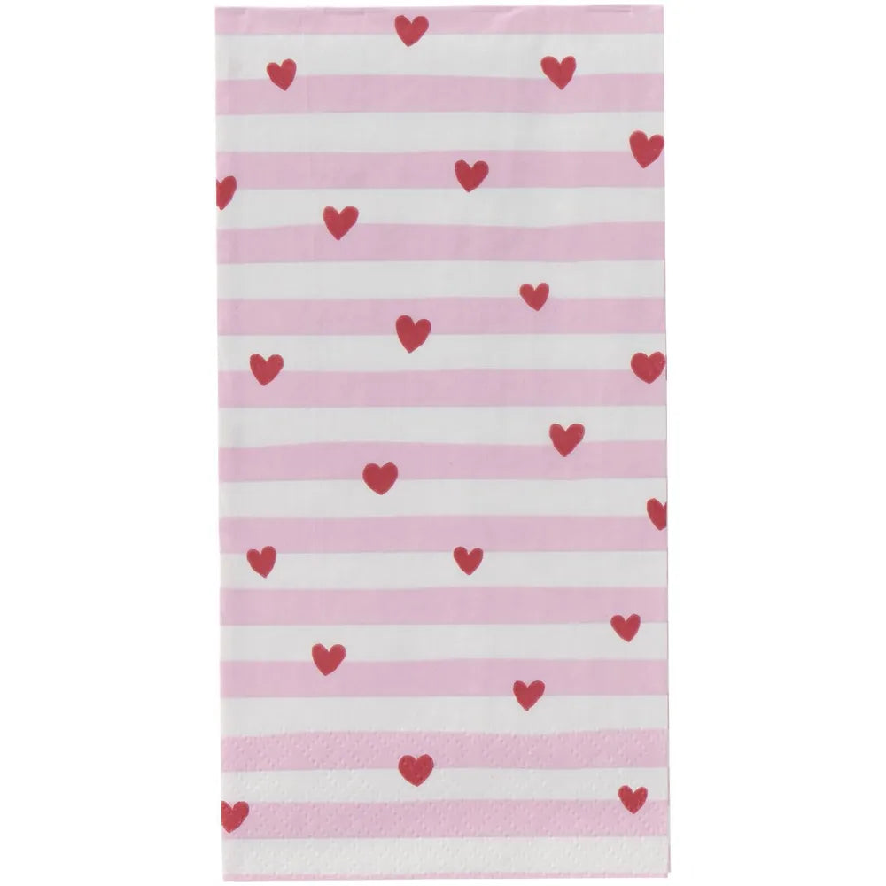Ib Laursen - Serviette rote Herzen, rosa Streifen