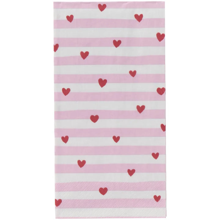 Ib Laursen - Serviette rote Herzen, rosa Streifen
