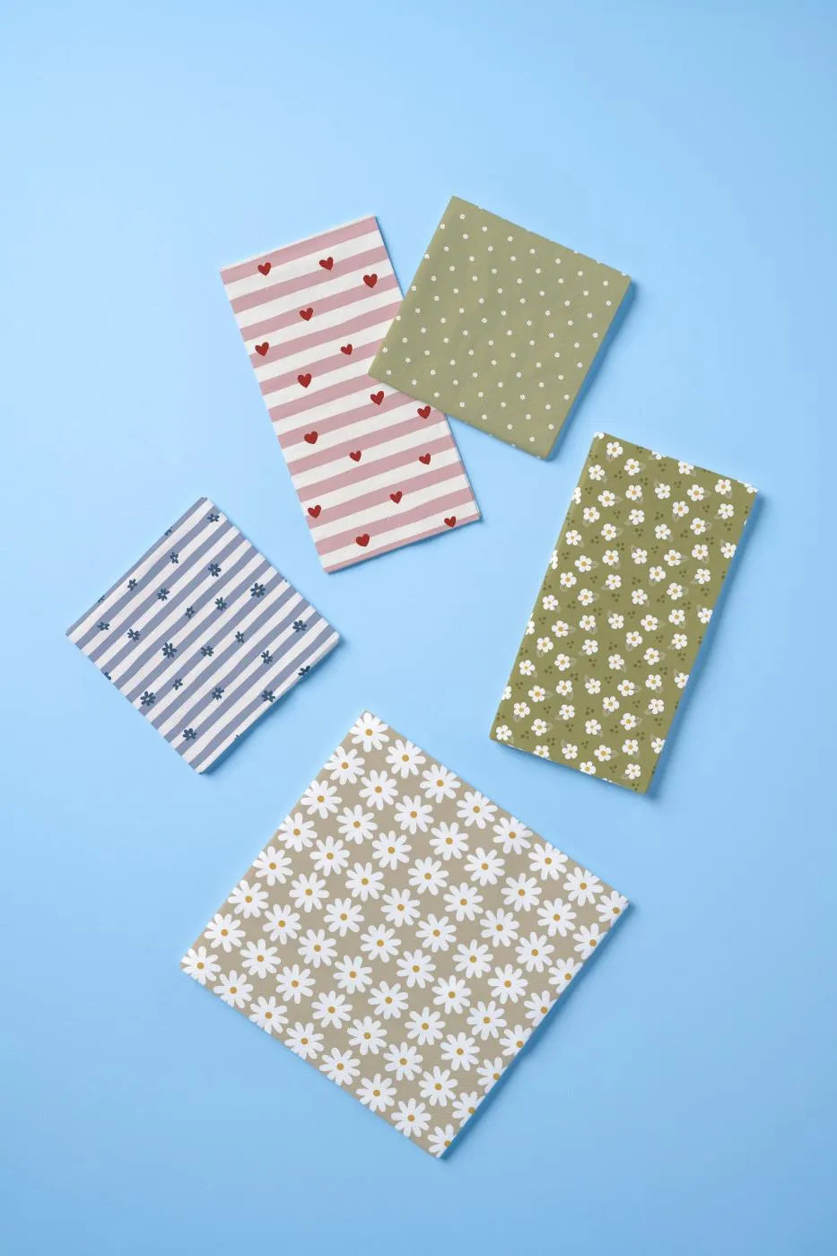 Ib Laursen - Serviette rote Herzen, rosa Streifen